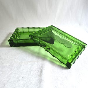 Seltenes smaragdgrünes Fostoria Zigarettenetui aus Glas