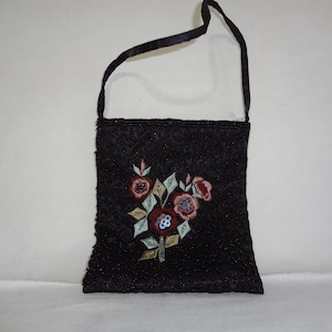 Bolso de noche/cartera/bolso vintage con cuentas negras