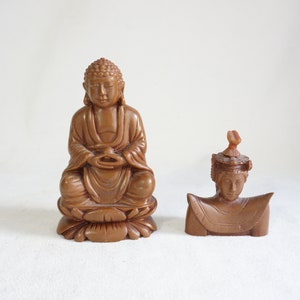 Set of 2 Vintage Resin Figurines of Buddha and Asian Bust