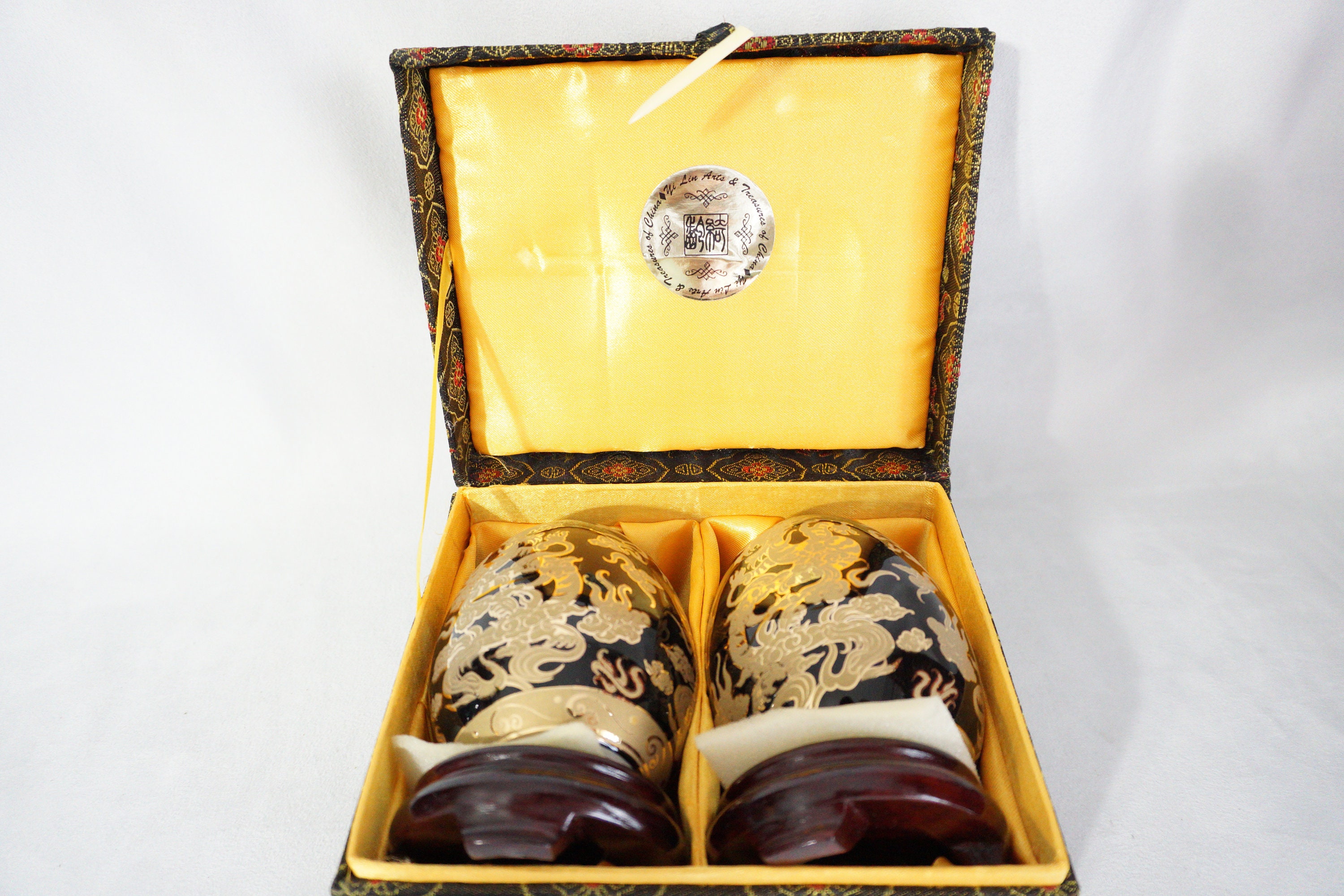 Set of 2 Yi Lin Arts and Treasures of China Black and Gold - Etsy