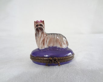 Vintage French Limoges Yorkshire Terrier Trinket Box