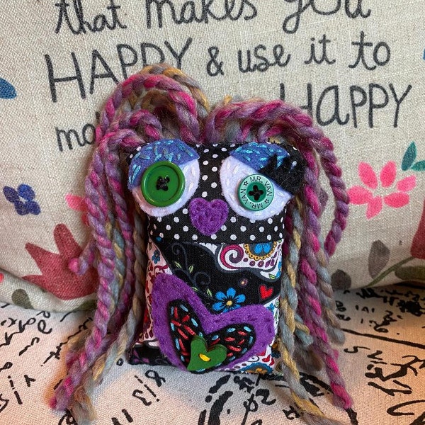 OOAK Pocket PIMM Rag Doll, Perfectly Imperfect Mini-Muse, DIY Inspirational Quote, Positive Energy Handmade Softie