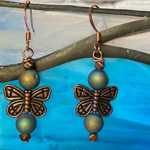 Butterfly and Gemstone Dangle Earrings, Drop Earrings, Boho Earrings, Gift for Her