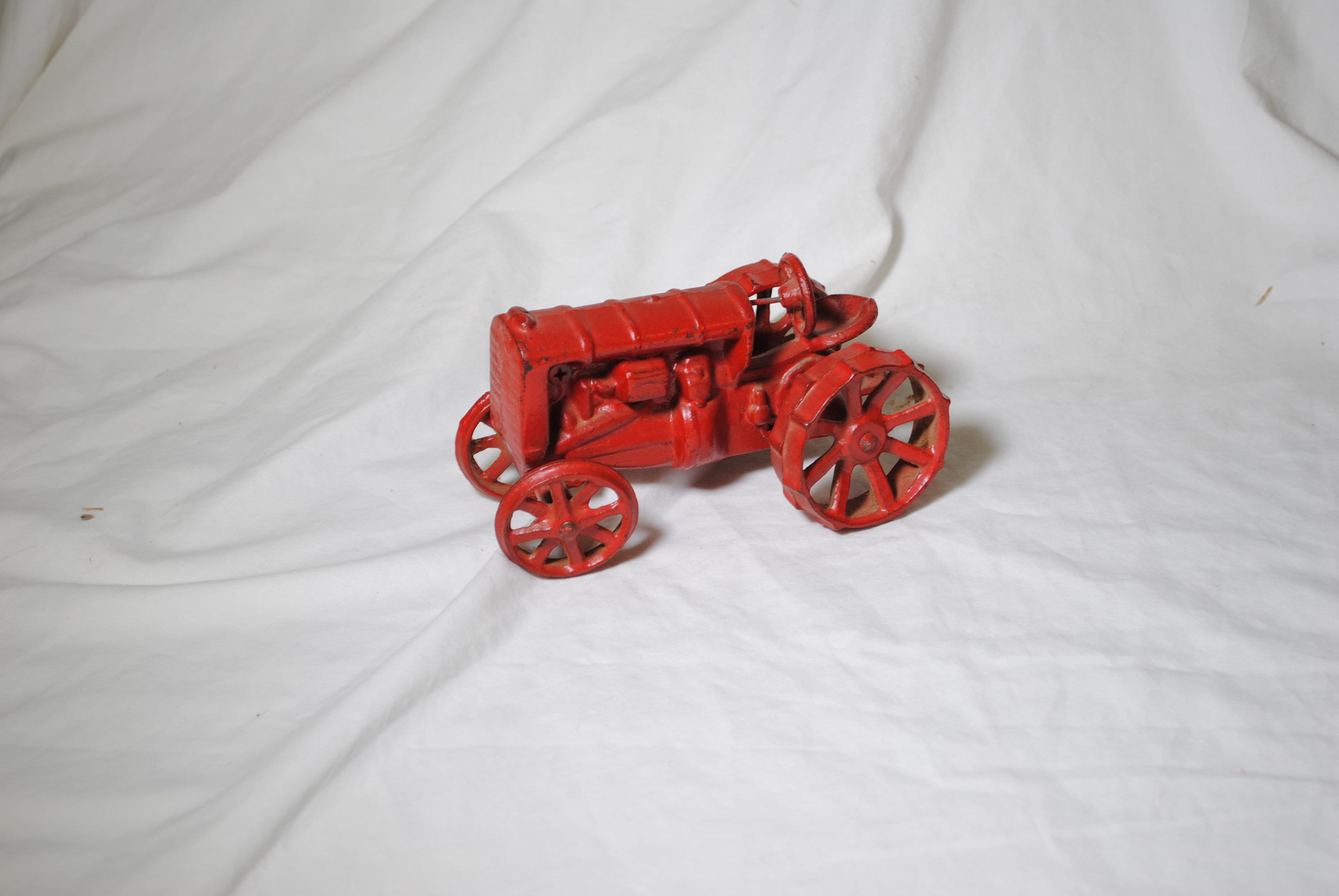 Vintage Cast Iron Red Toy Tractor, Steel Wheels, 1930s - Etsy