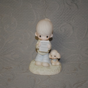 Vintage Enesco Precious Moments Doll &quot;Report Card&quot; Figurine, 1970s Collectible