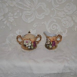 Vintage Lefton Sugar Bowl and Creamer, 1950s Glassware Serving