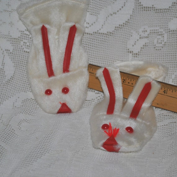 Vintage Childs Fur Rabbit Mittens, 1950s Children… - image 3