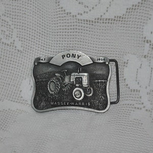 Vintage Massey Harris Pony Tractor Belt Buckle, 1980s Farm Collectible