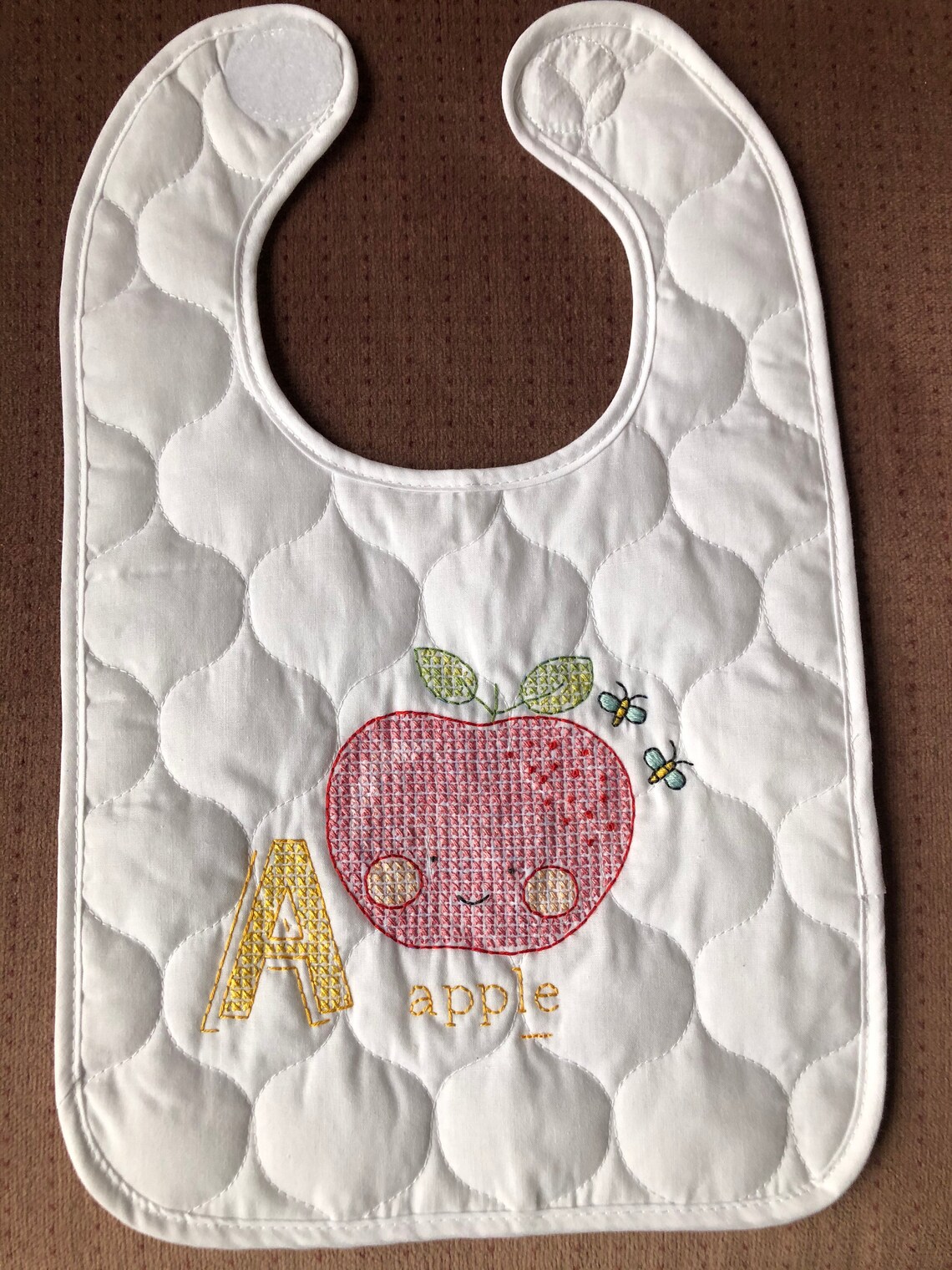 Cross stitch baby bib handmade finished Etsy