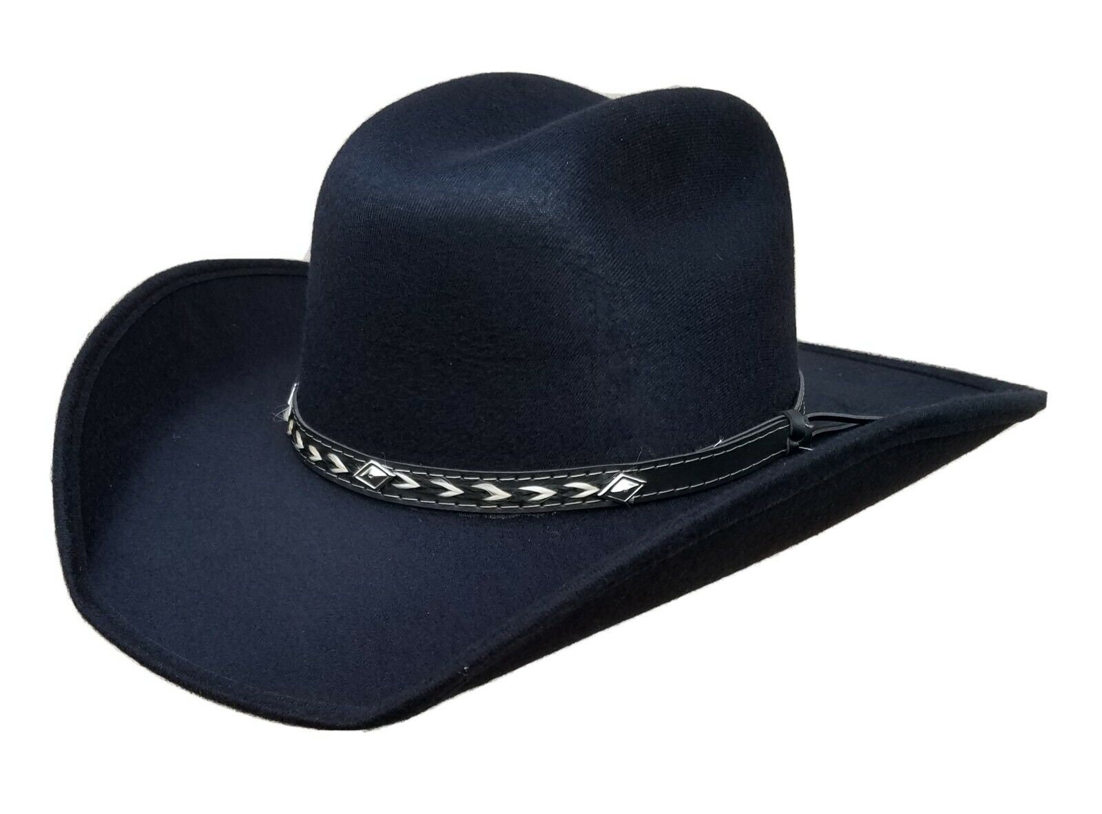 Unisex- Original Hat. Handmade Size 6.3/4. The Santa Fe – White Virgin Wool Rancher Hat with Beaded  main image 4