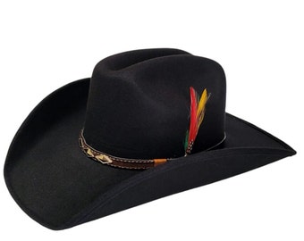 VINTAGE STETSON HAT Black Wool Fedora with Feather & Braided Trim UNISEX Feather Stetson Vintage Hats for Men for sale | eBay main image 2