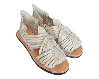 Mexican Huaraches sandals hundred 100 nails White Leather Tire Sole natural color