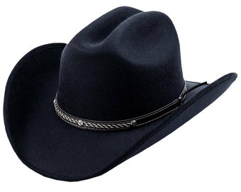 Men's black western cowboy hat, the old Beristain style, orma California.