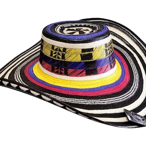 Colombian vueltiao hat imported from Colombia, patriotic, black and white, yellow and red