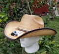 Western cowboy hat, Texas golden luxury style fresh natural palm cowboy hat