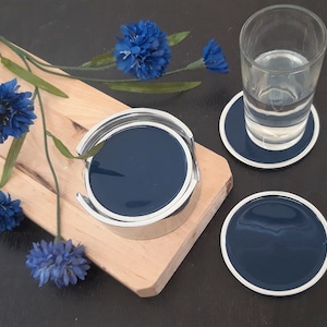 Handmade, Recycled Aluminium Set of 6 Round Coasters with Holder l New Home Gift l Table Decor l Home Decor l Housewarming l Sustainable