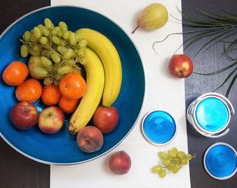 Handmade Recycled Aluminium Fruit Bowl: Large Enamel Serving Bowl