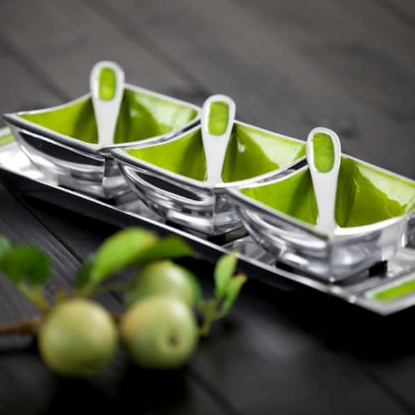 Handmade Recycled Aluminium Condiment Set: Indian Pickle, Dips & Nibbles