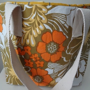 1970s Golden Floral Tote Bag
