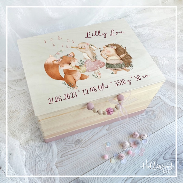 Baby memory box - Personalized gift for birth & baptism - High-quality memory box with engraving option