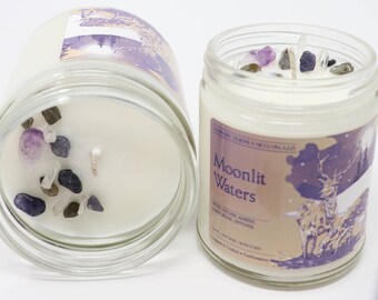 Moonlit Waters | Luminary Designs x Nicco Palazzi | Crystal Topped Soy Candle | Non-Toxic