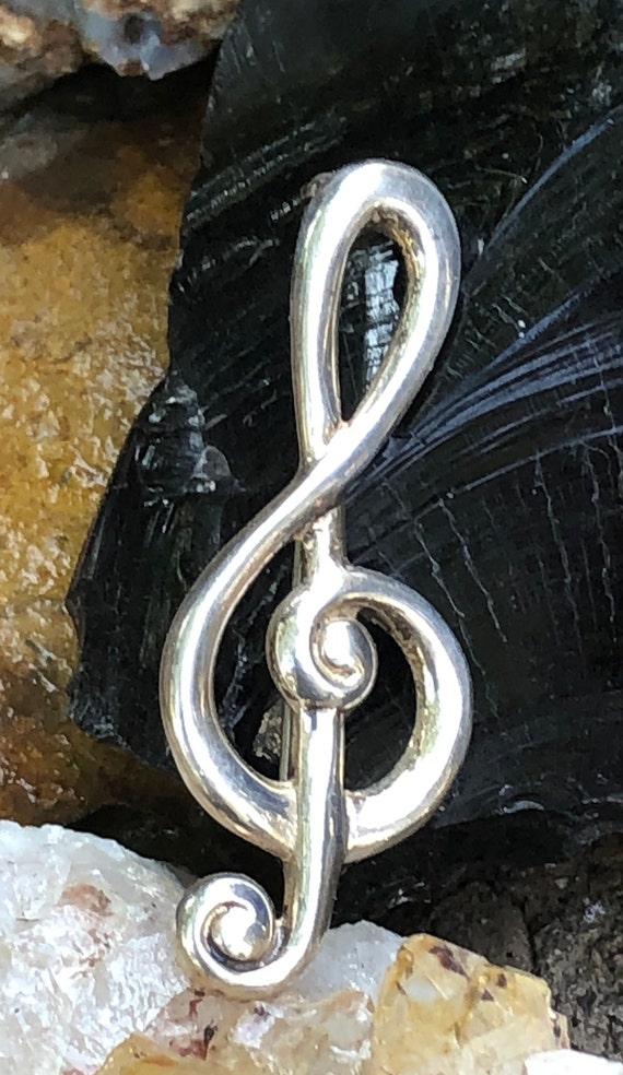 Vintage Taxco Treble Clef Brooch Pin, Musical Not… - image 2