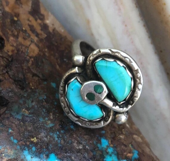 Zuni Effie Calavaza Snake Ring, Size 7-1/2. Southwest… - Gem