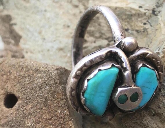 Zuni Effie Calavaza Snake Ring, Size 7-1/2. Southwest… - Gem