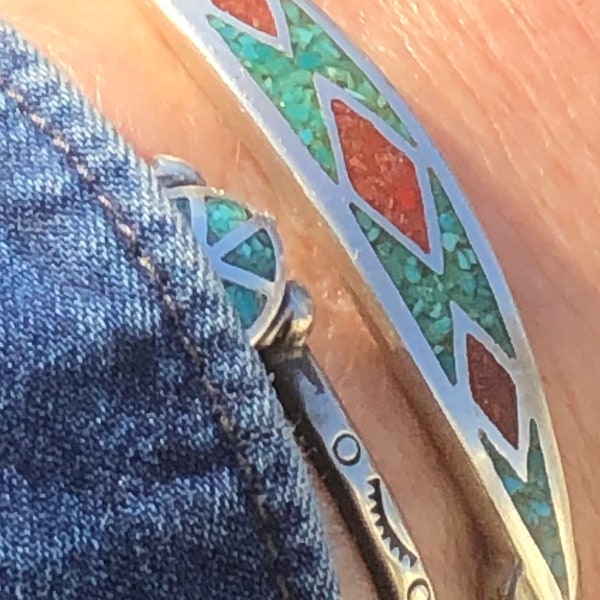 BB Stamped Turquoise Inlay Cuff