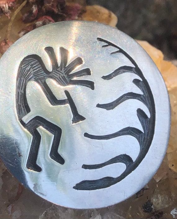 Hopi Gene Pooyouma Sterling Overlay Kokopelli Cor… - image 9