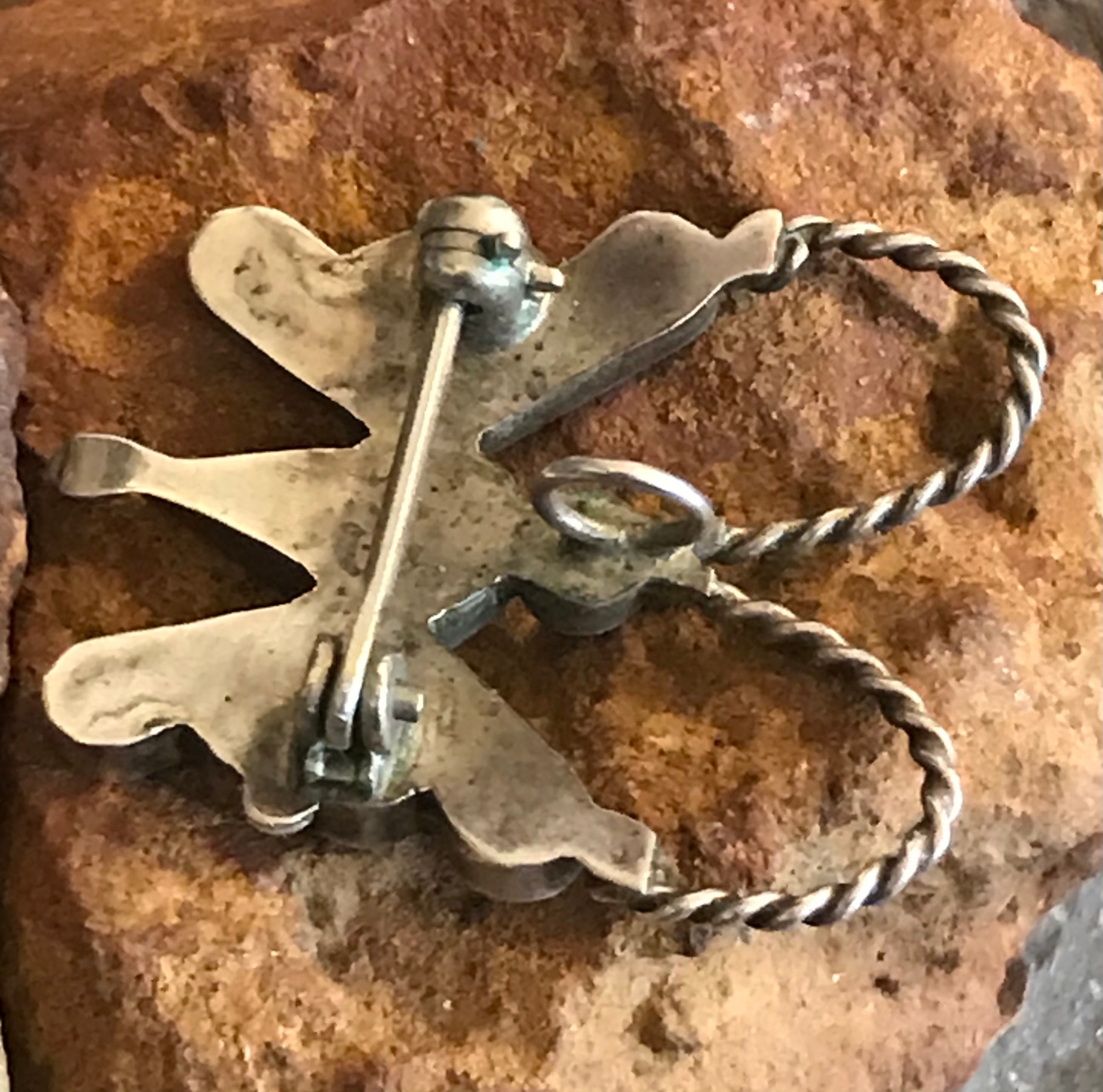Broche Vintage Zuni Fait Main, Turquoise Et Sterling Argent, 1.75 Pouces, Unisexe