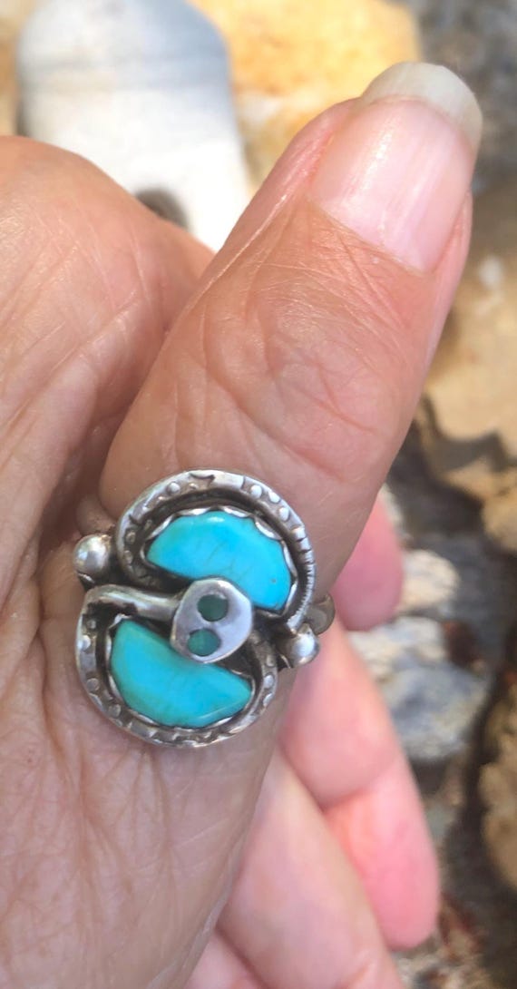 Zuni Effie Calavaza Snake Ring, Size 7-1/2. Southwest… - Gem