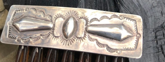 Navajo Repousse Sterling Hair Comb, Hand-Hammered… - image 10
