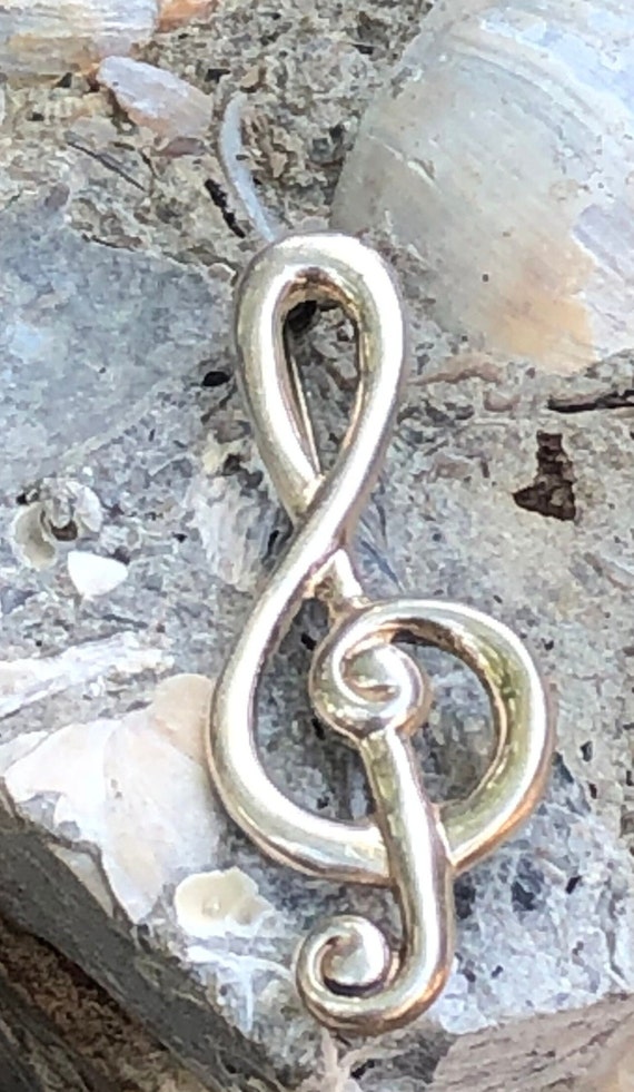 Vintage Taxco Treble Clef Brooch Pin, Musical Notatio… Gem