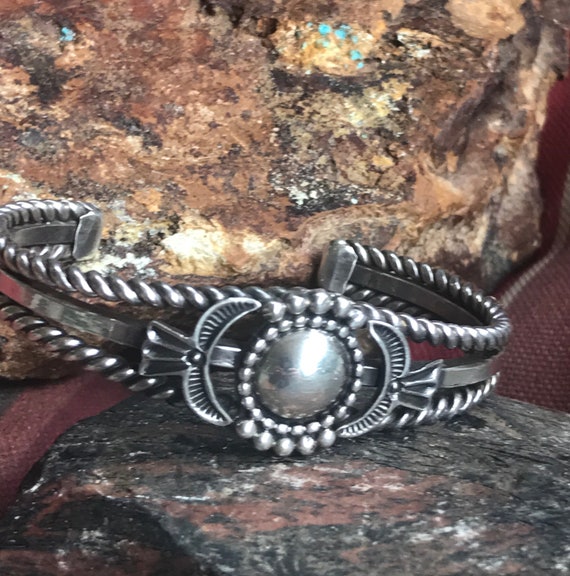 David Reeves Navajo Sterling Cuff Bracelet, D. Ree