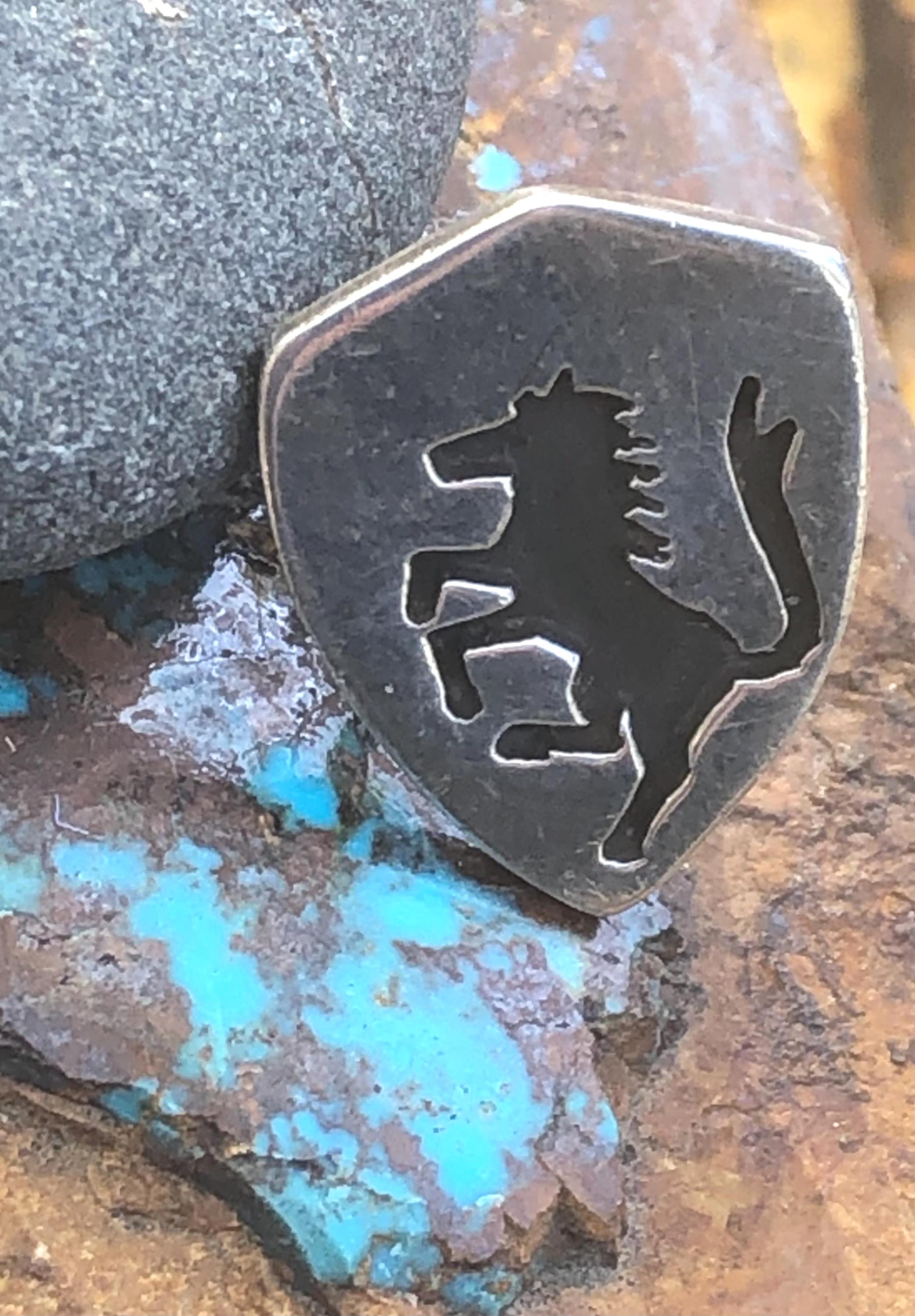 Mcbride Lomayestewa Hopi Horse Overlay Lapel Hat Pin, Wild Horse 