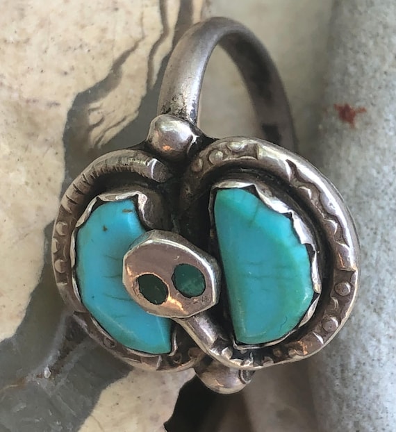 Zuni Effie Calavaza Snake Ring, Size 7-1/2. Southwest… - Gem