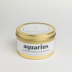 Aquarius Astrology Candle | 50 hr burn | Star Sign Candle | Soy Candles Canada | Funny Star Sign Gift | Zodiac Eco Friendly Candle