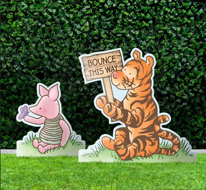 Classic Tigger and Piglet Cutouts Classic Winnie The Pooh Birthday Backdrop 100 Acre Wood Tigger Yard Sign Piglet Yard Sign