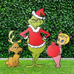 Grinch Yard Decoration, Grinch Cindy Lou Max Set, Grinch Yard Props, The Grinch Yard Decor, Printed on: 4mm (3/16&quot;) CORRUGATED BOARD