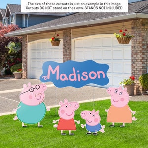 Peppa Pig Birthday Backdrop, Peppa Pig Cutouts SET, Peppa Pig Props, Peppa Pig Birthday, Cutouts, Personalized, PRINTED, Peppa Pig Yard Sign