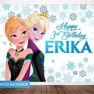 Frozen Birthday Backdrop, Elsa and Anna Backdrop, Birthday Backdrop, Frozen Party, Frozen Birthday Banner, Personalized