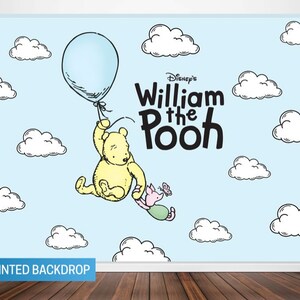 Winnie the Pooh Classic Birthday Backdrop, Pooh and Piglet Birthday Backdrop, Pooh Piglet Balloon, Baby Shower, Banner, Personalized