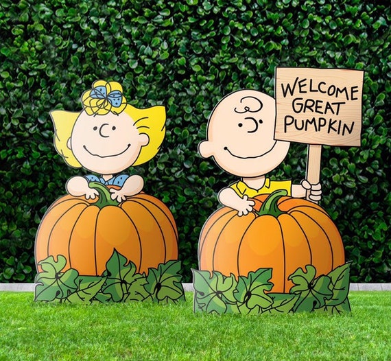 Peanuts Yard Decoration Charlie Brown and Sally Set Welcome | Etsy