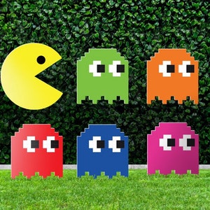 Décoration de jardin Pacman, enseigne de jardin Pac-Man, toile de fond d'anniversaire Pacman, accessoires Pacman, accessoires de jardin Pacman, 4 mm Corp, imprimé