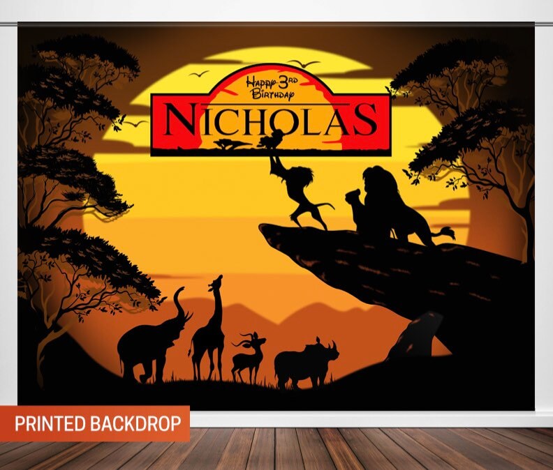 Lion King Birthday Backdrop Lion King Silhouette Backdrop Etsy