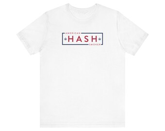 Unisex T-Shirt American Hash Smoker Logo, Weed 420 Tee, Marijuana Shirt, Stoner Gift, Cannabis Lover Top, Pot Leaf Apparel