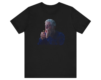 Anthony Bourdain Smoking a Joint - Halftone Print Effect |  Anthony Bourdain Smoking Cannabis Tee | Unisex Jersey Short Sleeve