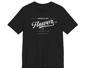 American Flower Co. Script Logo T-Shirt | Vintage Cannabis Lifestyle Tee | Unisex Jersey Short Sleeve Tee