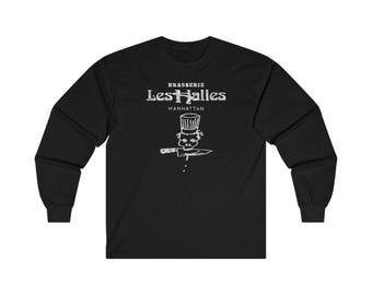 Vintage Brasserie Les Halles Long Sleeve Tee | Anthony Bourdain Tribute Shirt, Unisex Shirt, Faded Design, Vintage Look, Retro Tee